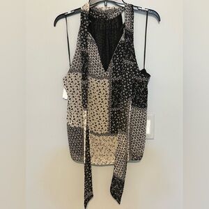 1. State Black and Cream Patterned Blouse